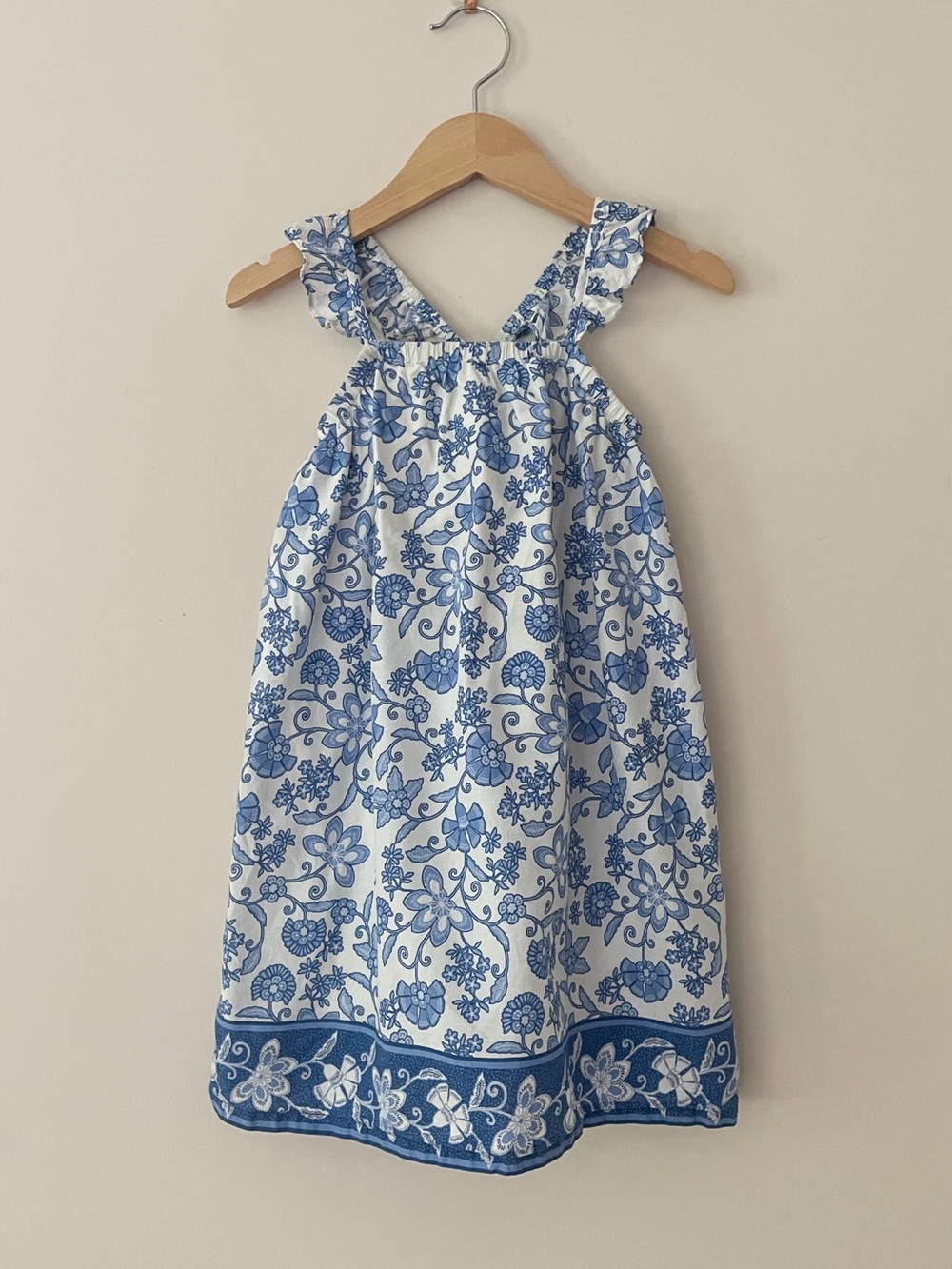 GAP EUC/LN Blue & White Floral Print Flutter Sleeve Sundress